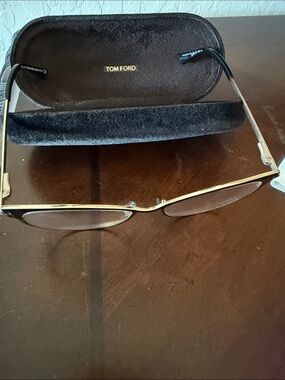 Tom Ford Men’s Gold Frame Sunglasses with Brown Lenses